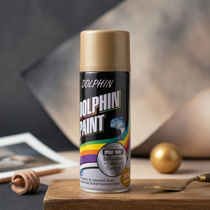 Dolphin Chrome Gold Spray Paint 300ml – High Shine Metallic Finish Spray - Image 3