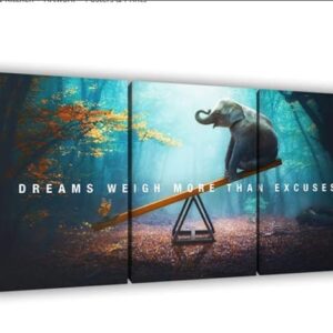 set of 3 Motivational sticky canvas frames for wall decore / sticky phototiles for office and home workplace