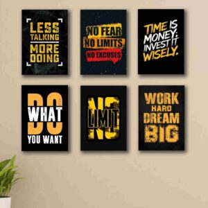 6 PC Wall Decor Cardboard Phototiles With Double Tape For Back Sticking Motivational No Fear Great Mind Set