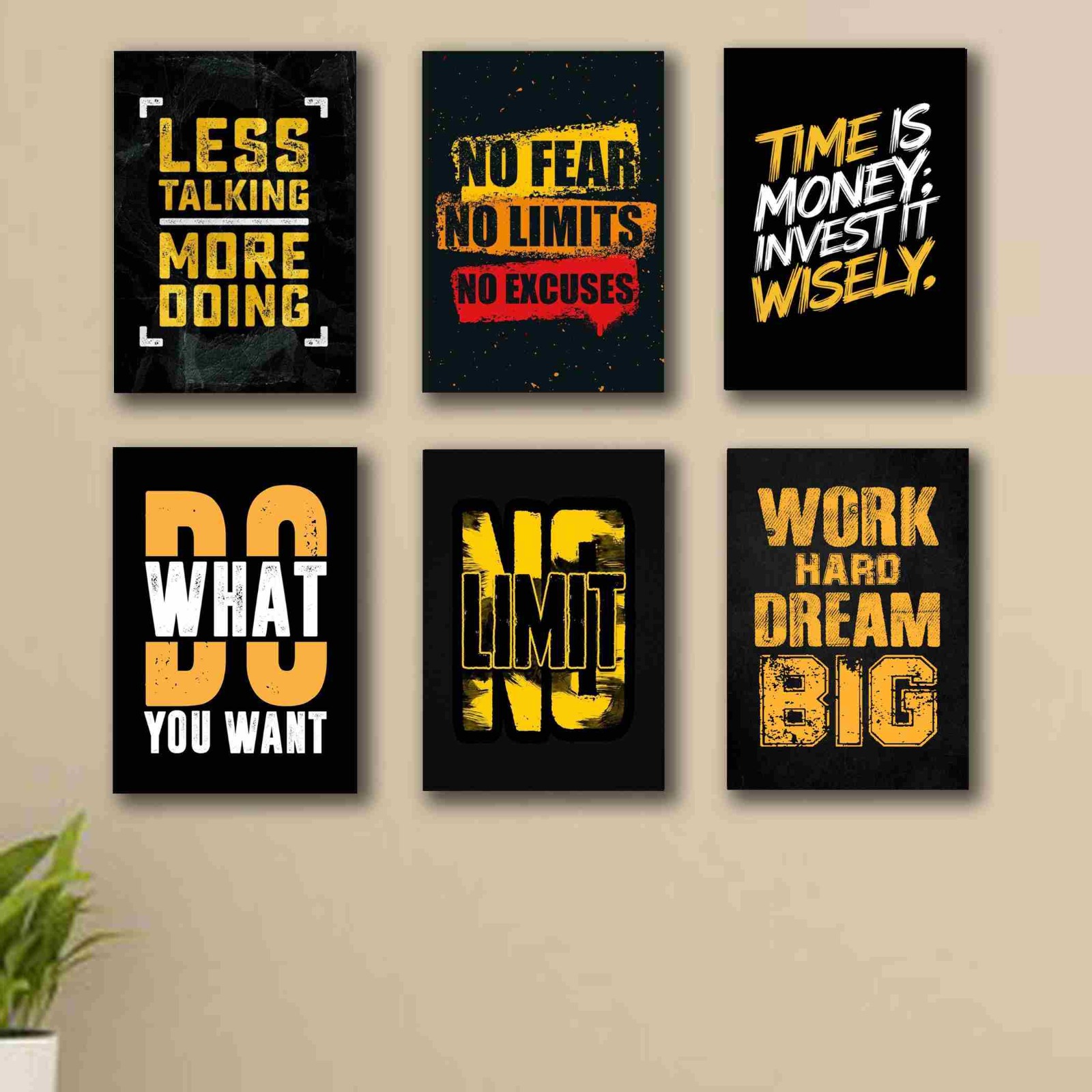 6 PC Wall Decor Cardboard Phototiles With Double Tape For Back Sticking Motivational No Fear Great Mind Set