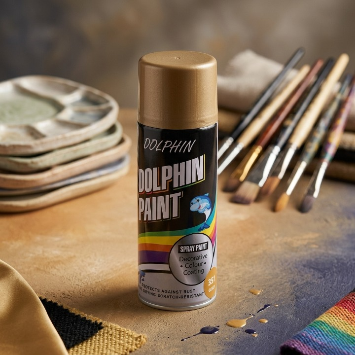 Dolphin Chrome Gold Spray Paint 300ml – High Shine Metallic Finish Spray - Image 4