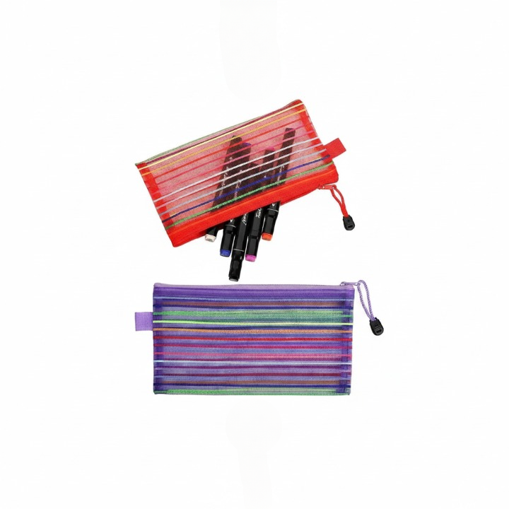 Transparent Geometry Box 1 Piece Geometry Box Pencil Pouch With Zipper Closure For School And Office Use (Random Color) - Image 3