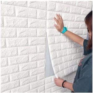 3D Wall Sticker White Brick Sheet – Waterproof Self Adhesive Wallpaper For Bedroom, Living Room, And Home Décor – Size (2x2.5FT) - Image 3