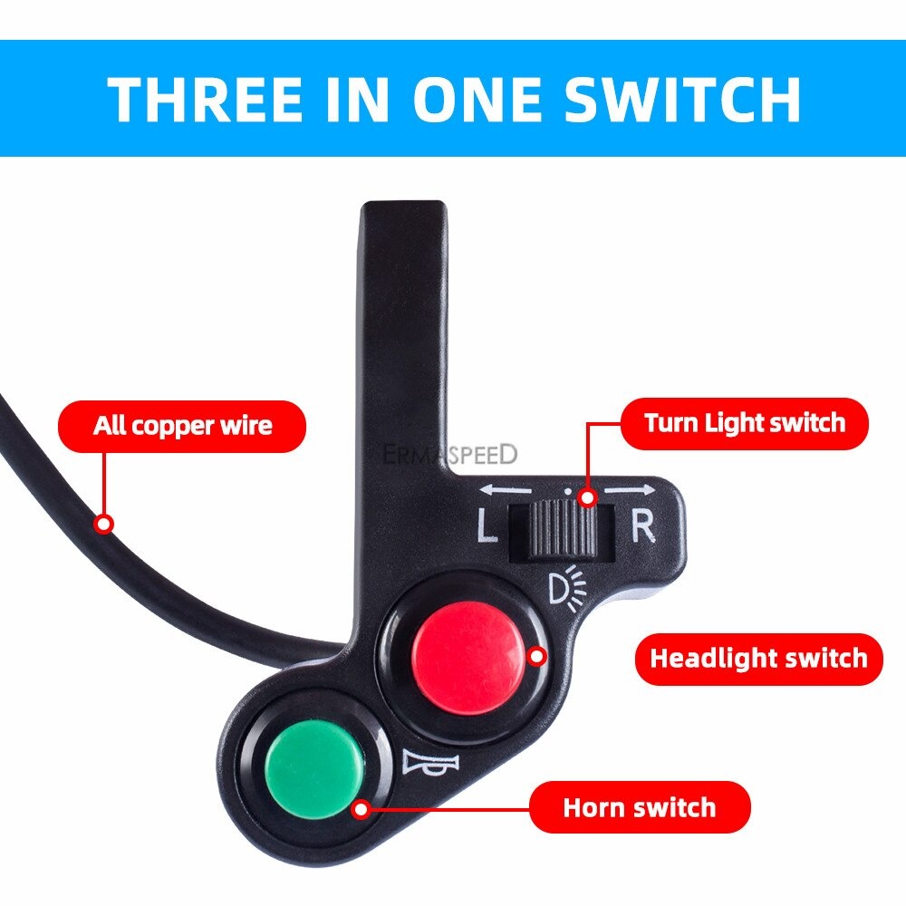 Universal Motorcycle Handlebar Switches ON/OFF Button Connector Horn Turn Signal Lights Head Spot Light Switch - Image 2
