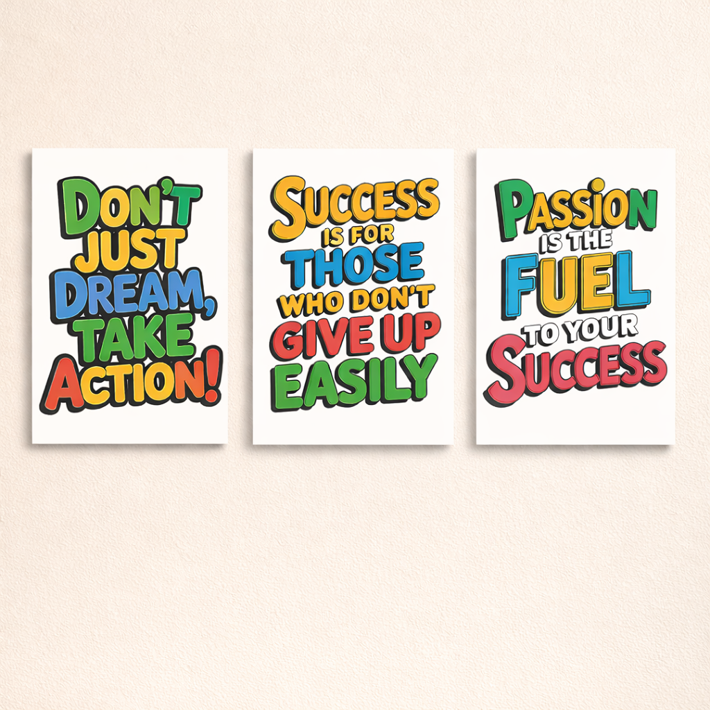 Set of 3 Premium Wall Art Photo Tiles – Modern Home Decor Sets 8x11
