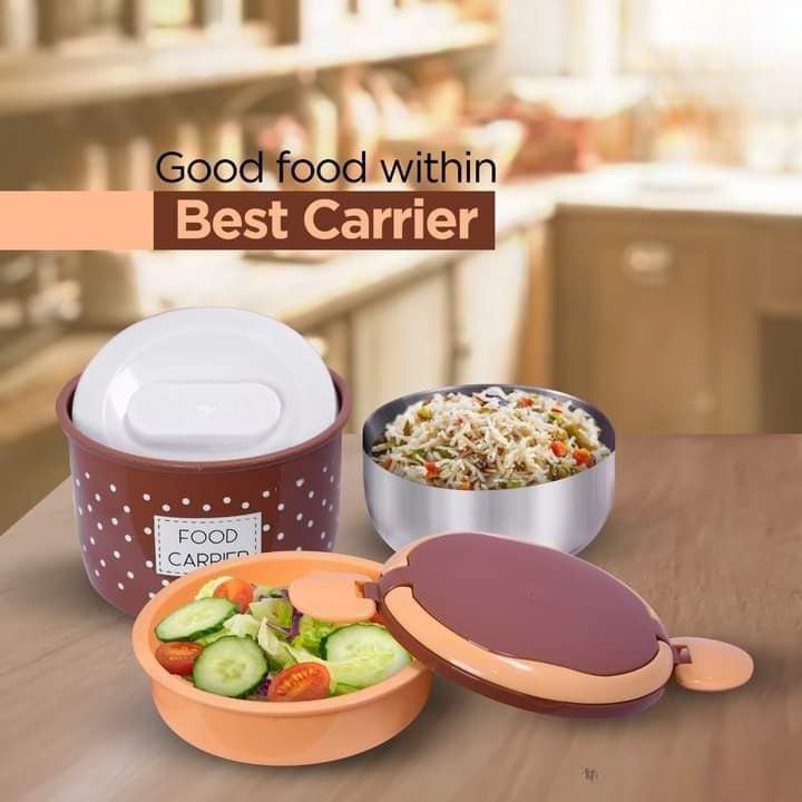 Food Carrier Lunch Box, 2 In 1 Under Mini Steel Box, Round Thermal Lunch Box, Portable Food Tiffin Box