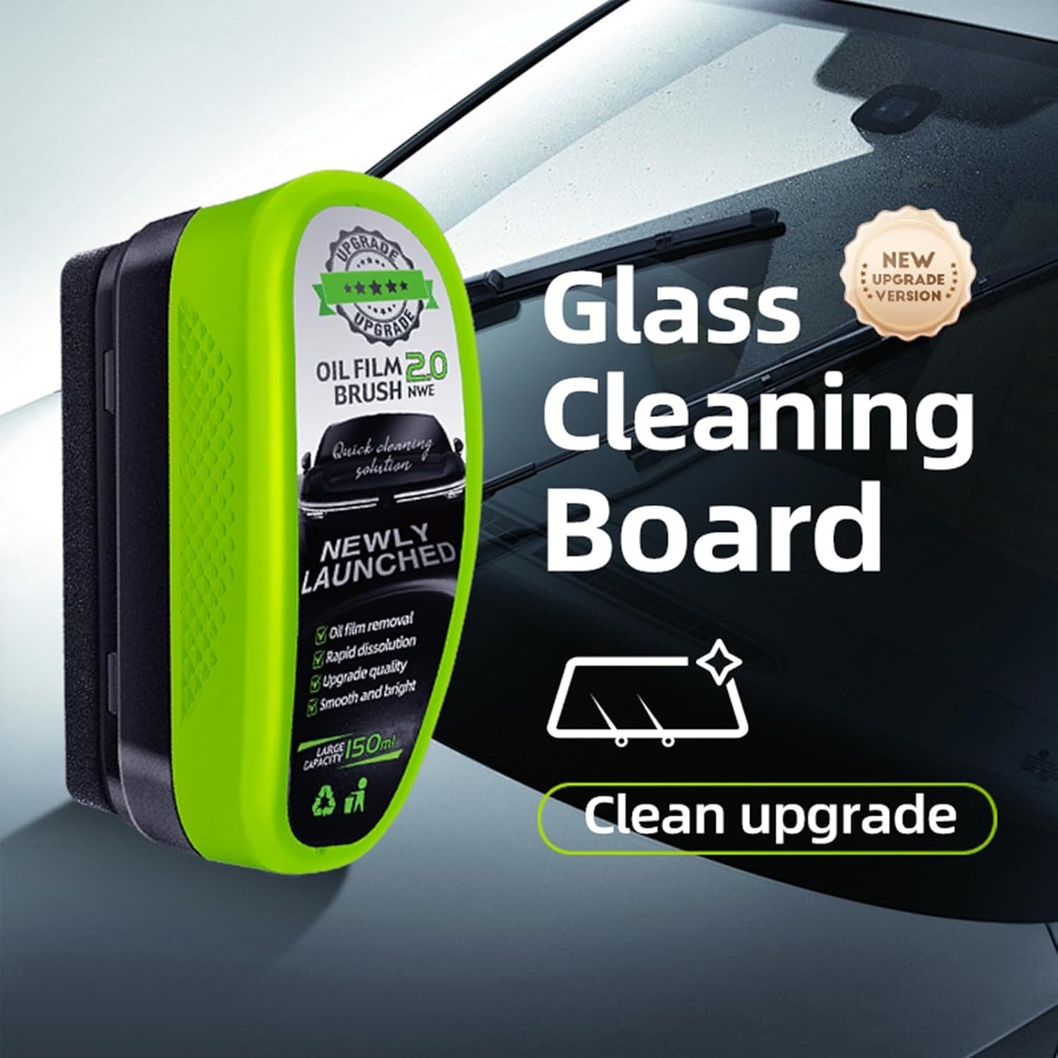 Universal Glass Cleaner,clear Vision Car Glass Oil Film Cleaner Brush For Windshield | Bottle also Included - Image 2