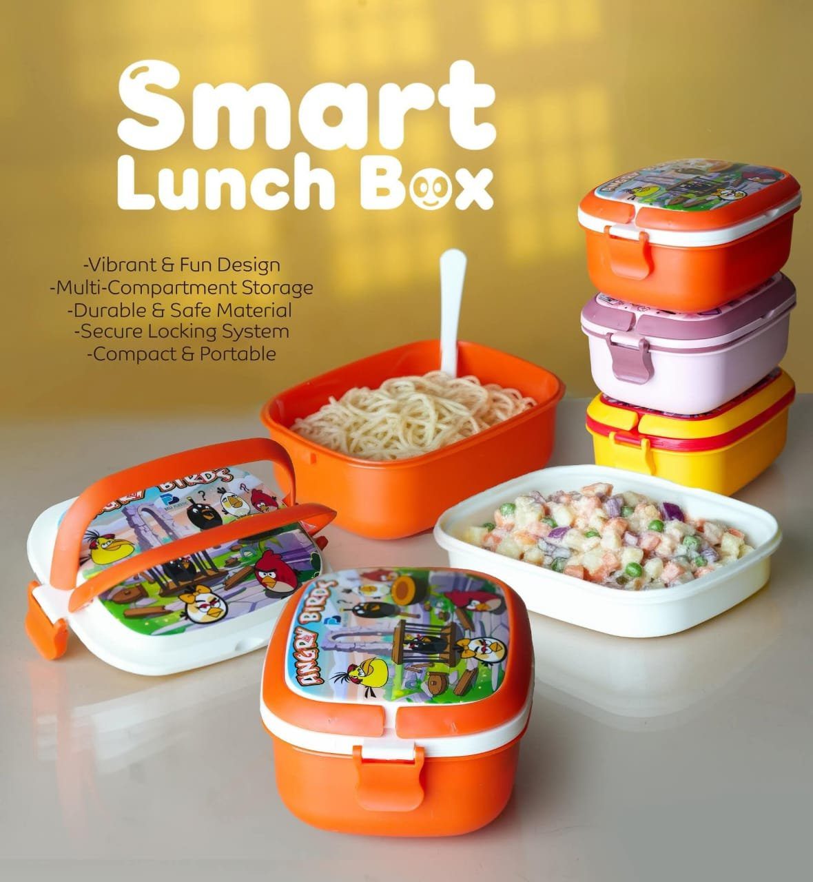 Durable 2-Layer Kids' Lunch Box | Safe, BPA-Free, Food-Grade Material